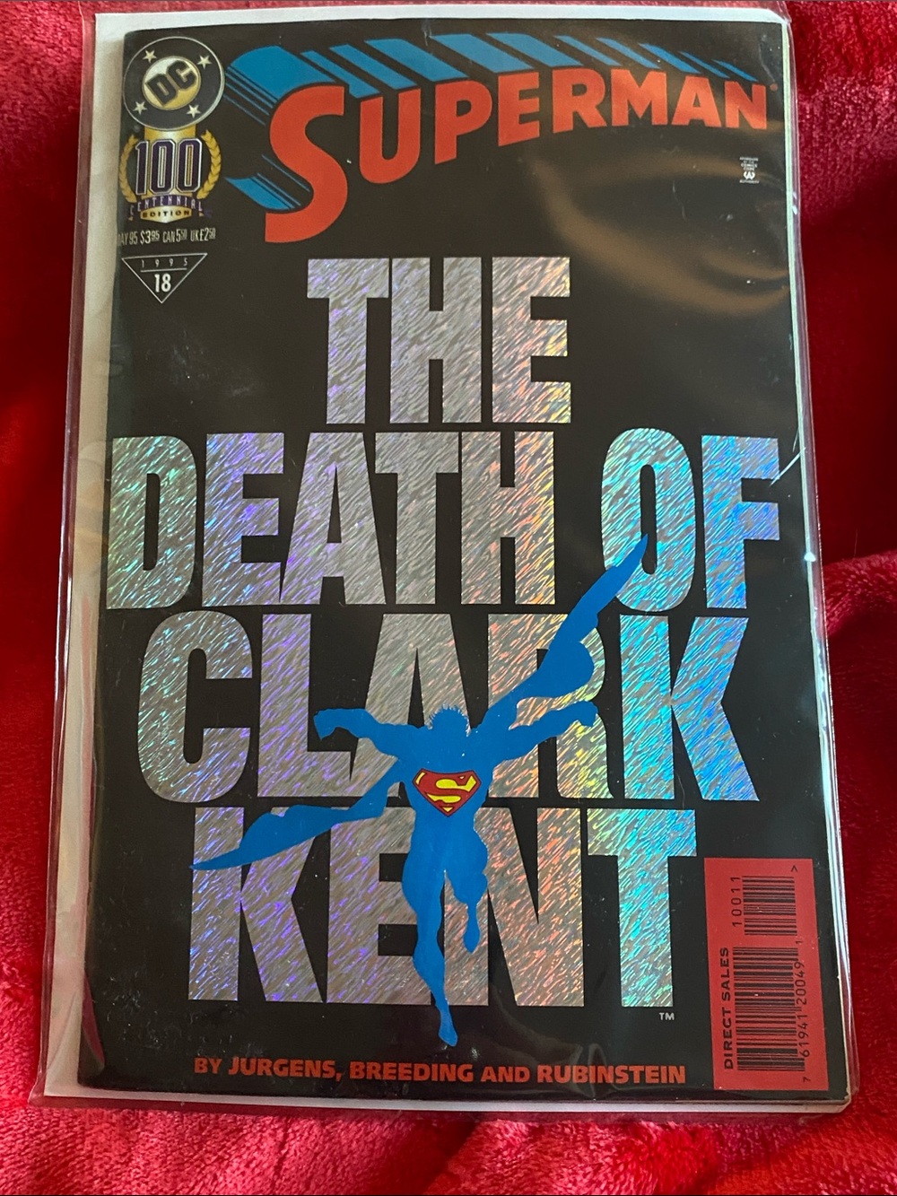 DC Superman Holographic Title Comic with Blue Superman Silhouette